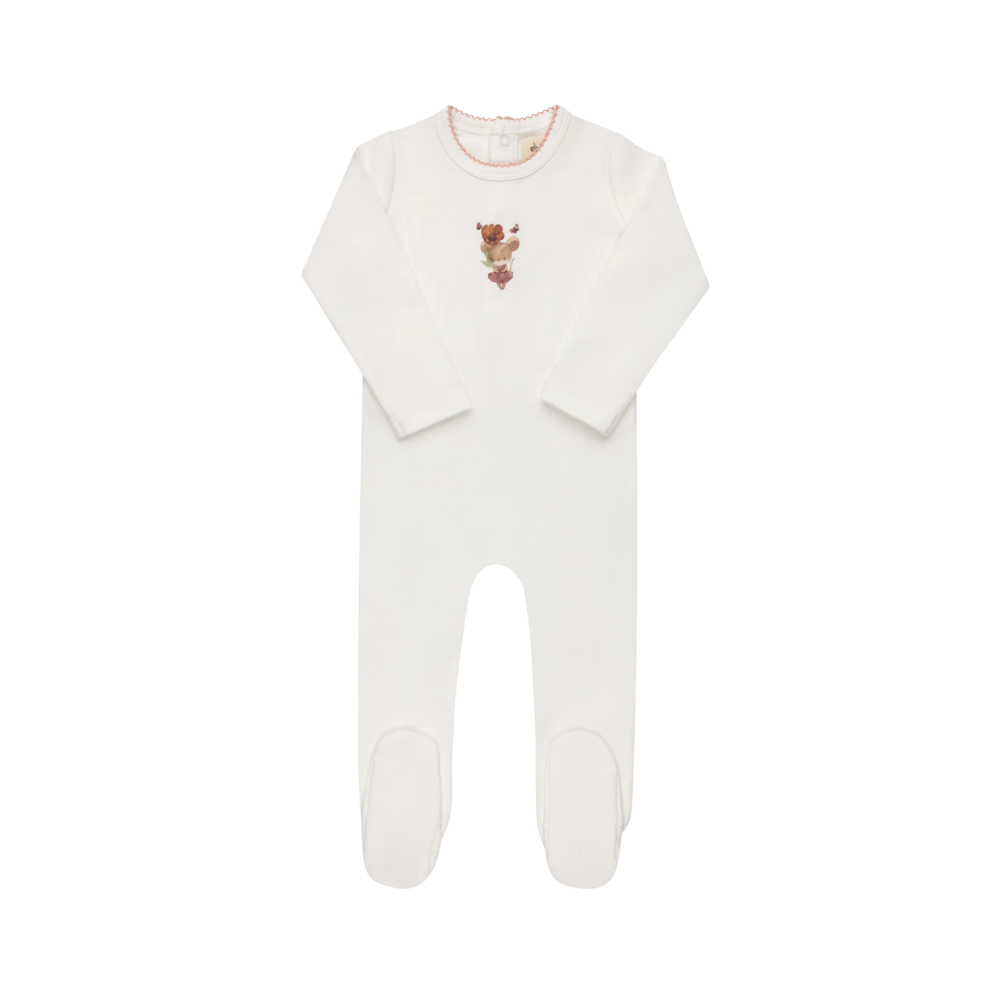 Ely's & Co Ivory Pink French Terry Mouse Footie