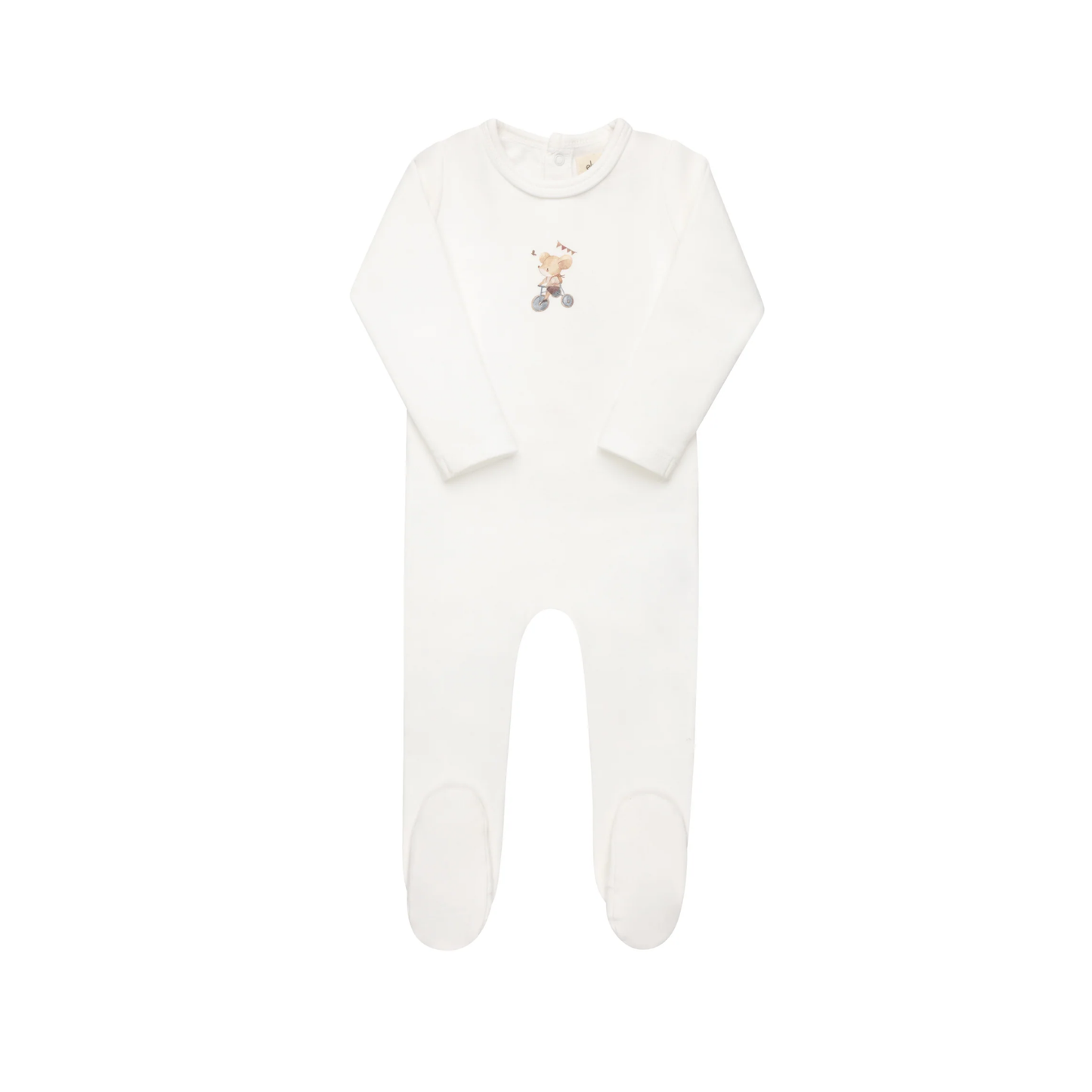 Ely's & Co Ivory Blue French Terry Mouse Footie