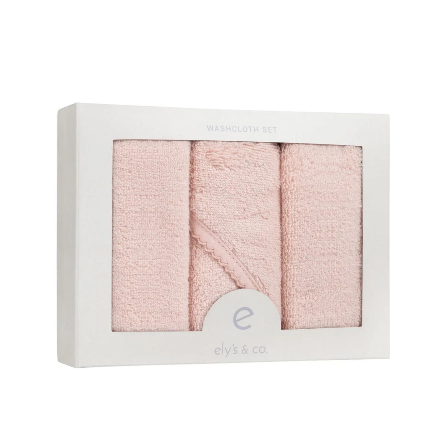 Ely's & Co Pink Solid Scalloped Washcloth Set