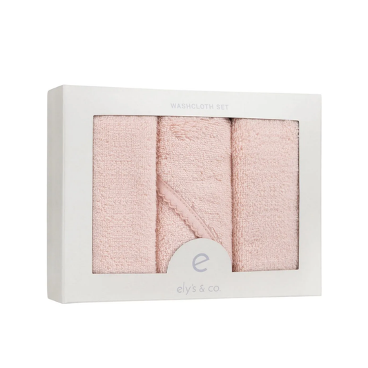 Ely's & Co Pink Solid Scalloped Washcloth Set