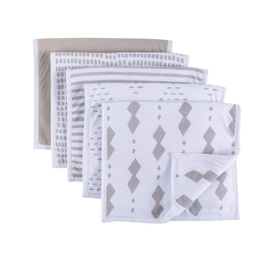 Ely's & Co Taupe Collection Absorbent Burp Cloths - 5-Pack - Rectangular Shape