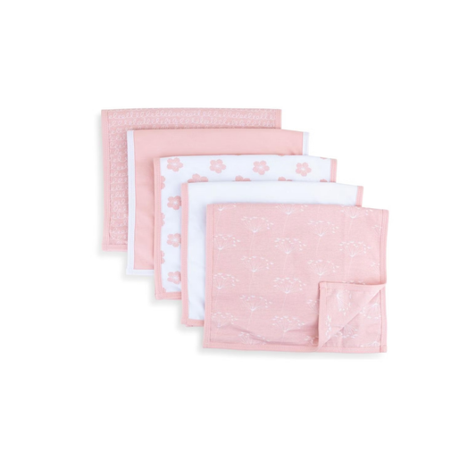Ely's & Co Pink Combo Waterproof Burp Cloths - 5-Pack