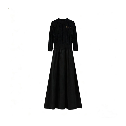 Coco Blanc Black Cable Long Sleeve Robe