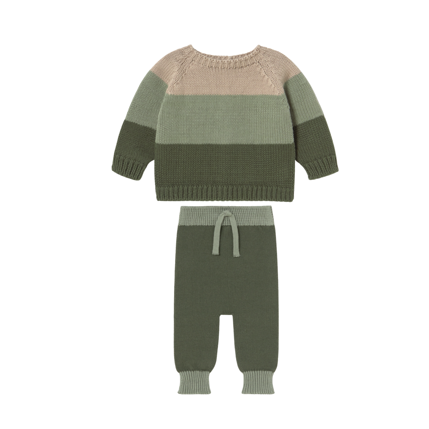 Li & Me Forest/Eucalyptus Calvin Tricolor Knit Pants Set