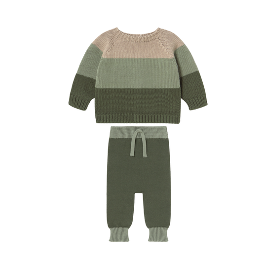 Li & Me Forest/Eucalyptus Calvin Tricolor Knit Pants Set