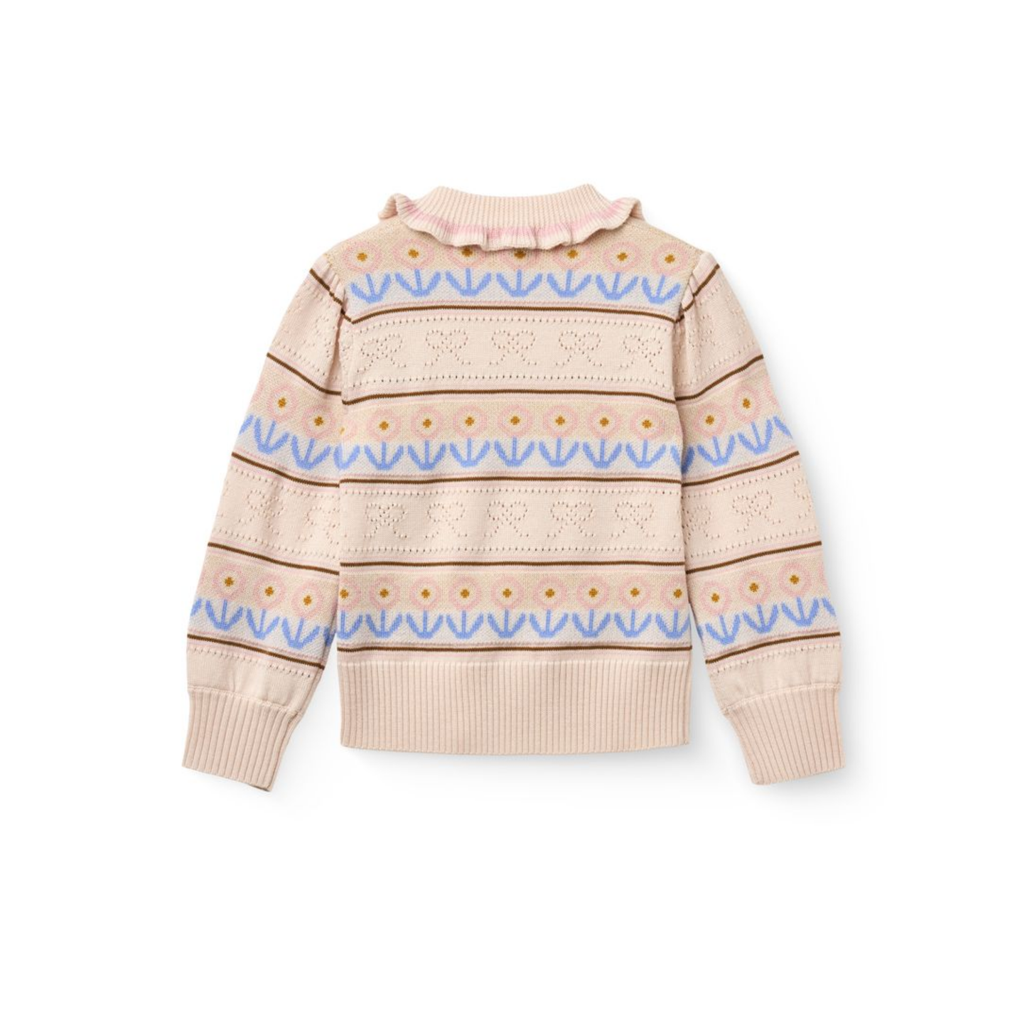 Copenhagen Colors Beige Pointelle Knitted Long Sleeve Sweater
