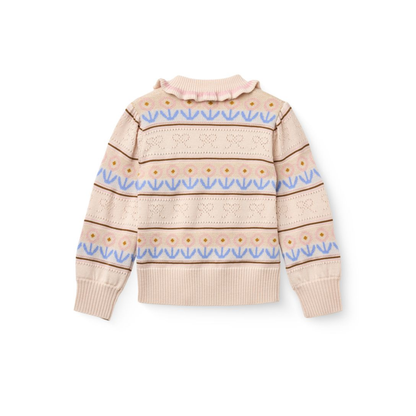 Copenhagen Colors Beige Pointelle Knitted Long Sleeve Sweater