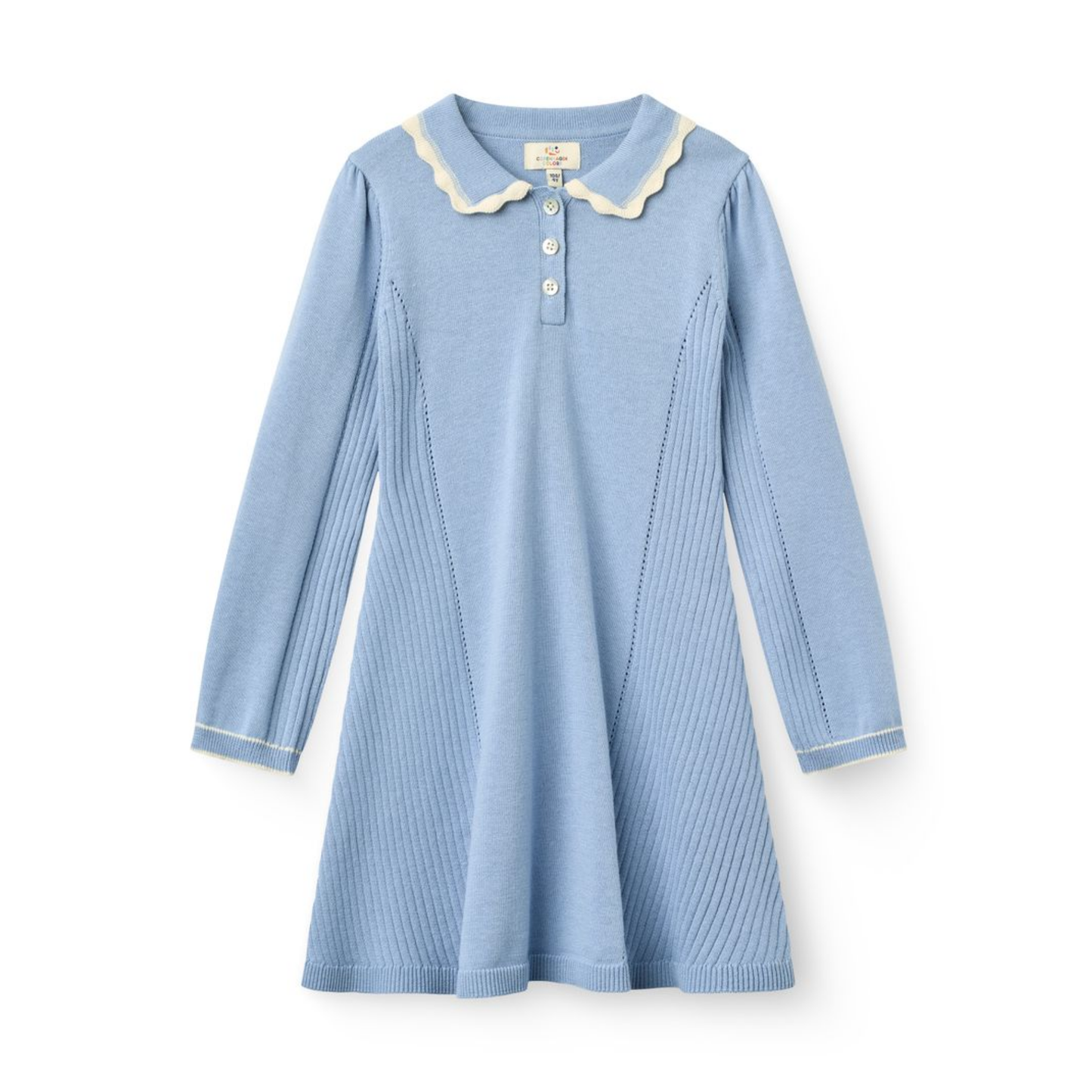 Copenhagen Colors Blue Colorblock Long Sleeve Knit Dress