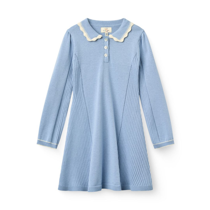 Copenhagen Colors Blue Colorblock Long Sleeve Knit Dress
