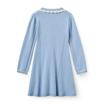 Copenhagen Colors Blue Colorblock Long Sleeve Knit Dress