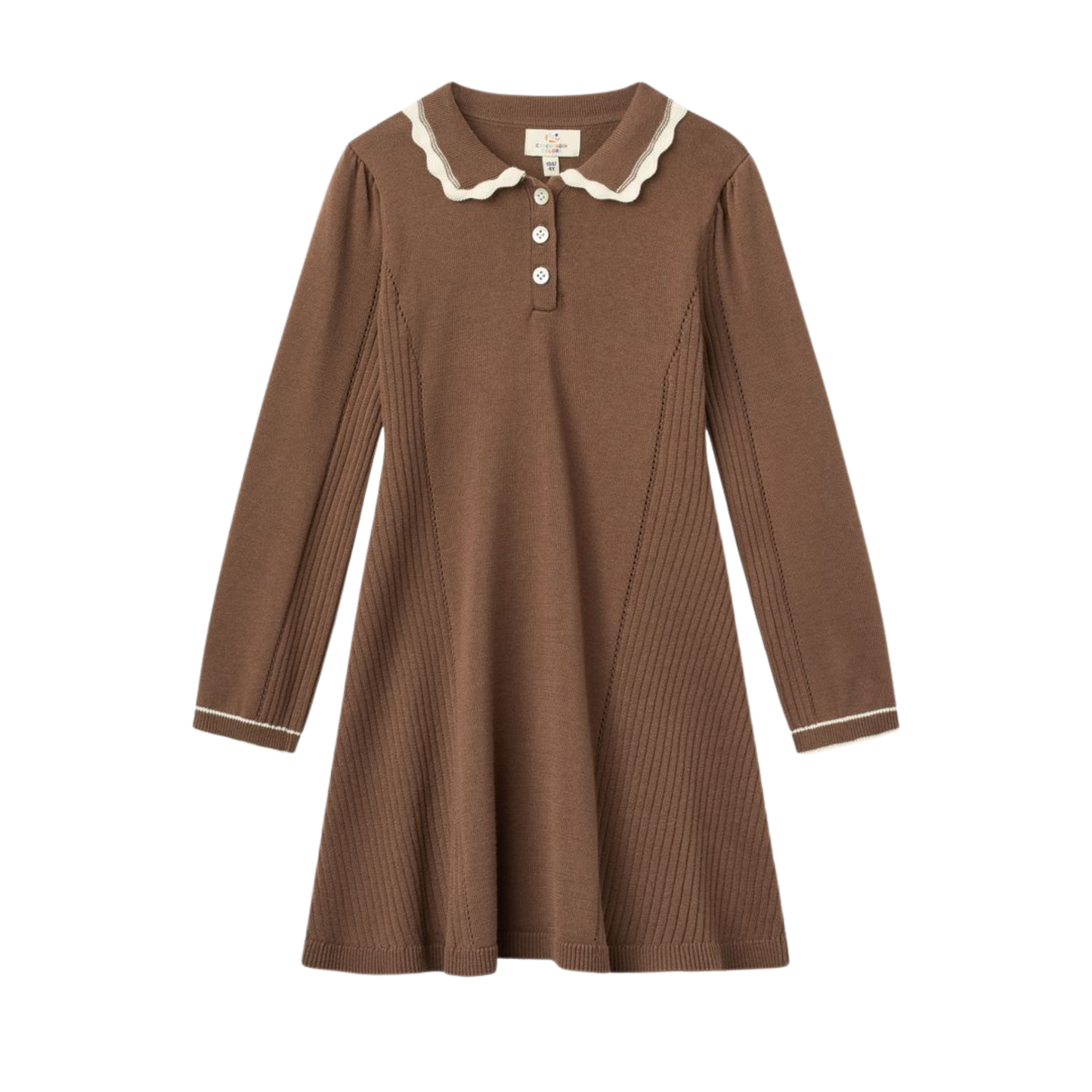 Copenhagen Colors Walnut Colorblock Long Sleeve Knit Dress