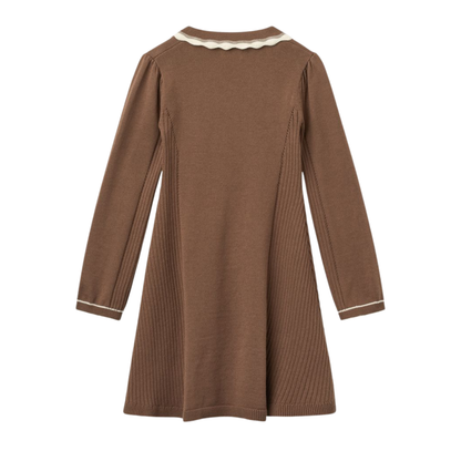 Copenhagen Colors Walnut Colorblock Long Sleeve Knit Dress