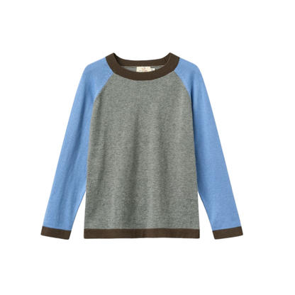 Copenhagen Colors Grey Contrast Long Sleeve Knit Sweater