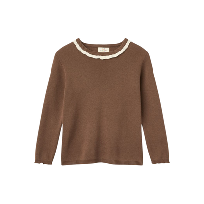 Copenhagen Colors Walnut Deco Neck Long Sleeve Top