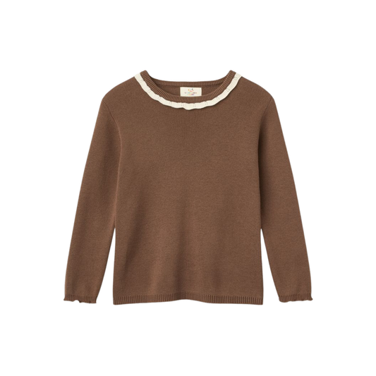 Copenhagen Colors Walnut Deco Neck Long Sleeve Top
