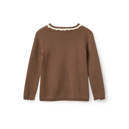 Copenhagen Colors Walnut Deco Neck Long Sleeve Top