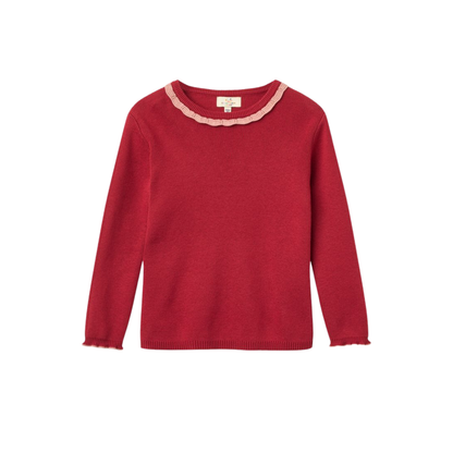 Copenhagen Colors Red Deco Neck Long Sleeve Top