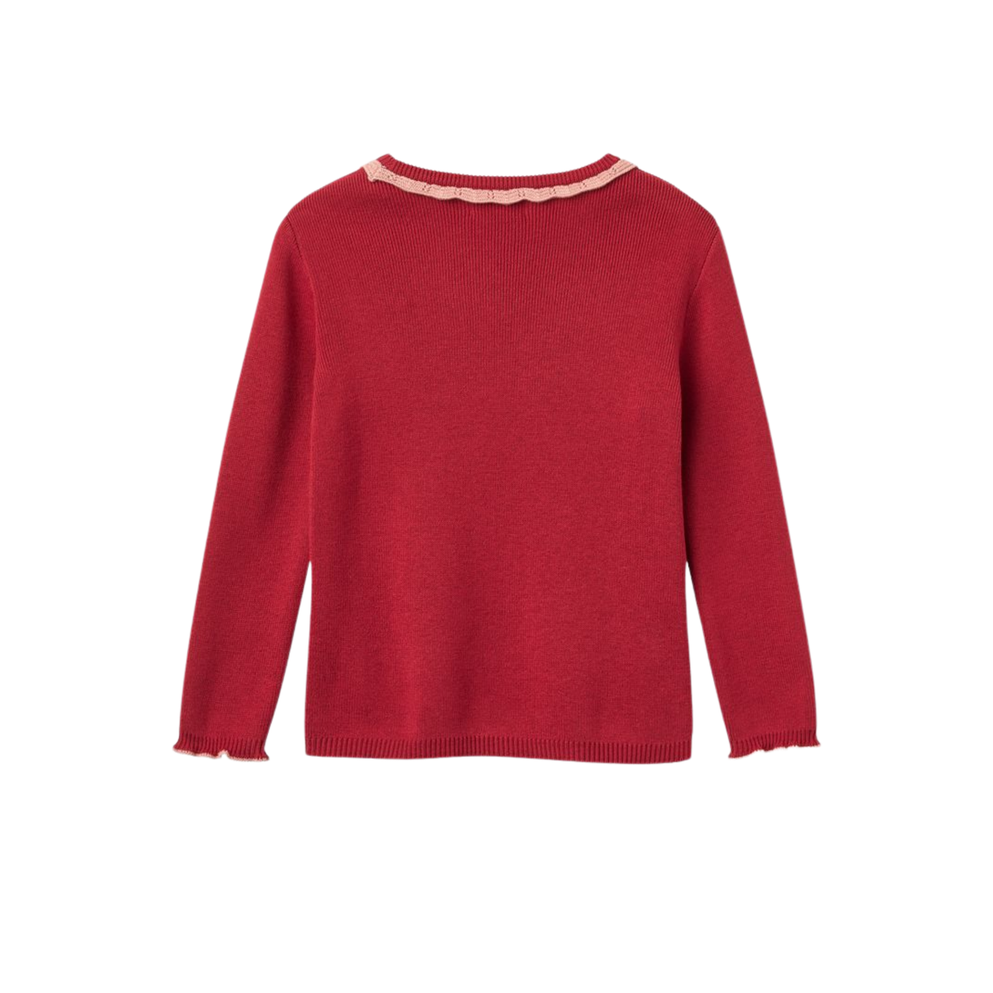 Copenhagen Colors Red Deco Neck Long Sleeve Top