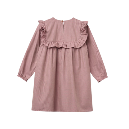 Copenhagen Colors Winter Rose Checkered Ruffle Long Sleeve Dress