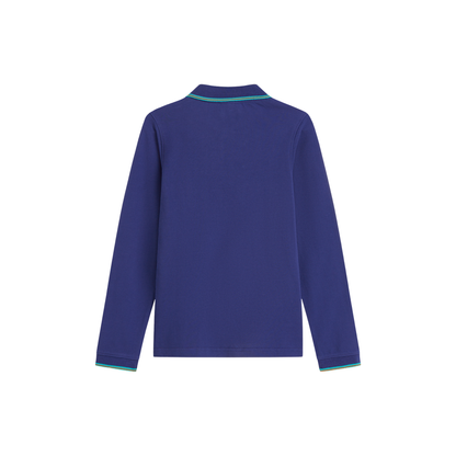 Scotch & Soda Twilight Blue Contrast Regular Fit Long Sleeve Polo Sweatshirt
