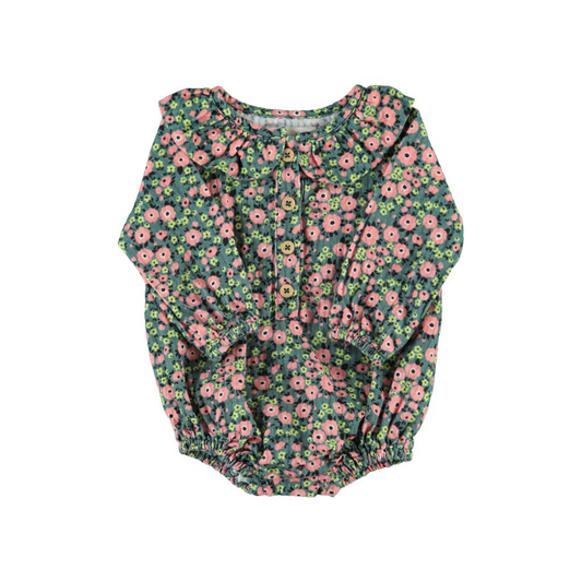 Piupiuchick Multicolor Flowers Long Sleeve Romper