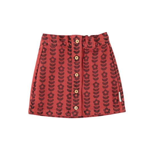 Piupiuchick Bordeaux Black Flowers Skirt