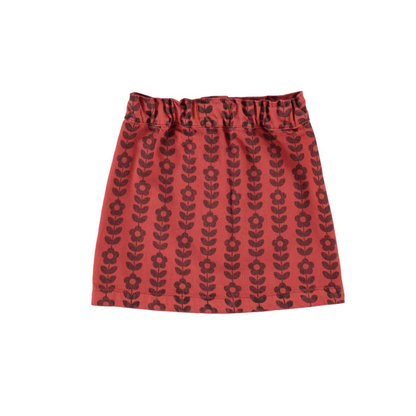 Piupiuchick Bordeaux Black Flowers Skirt