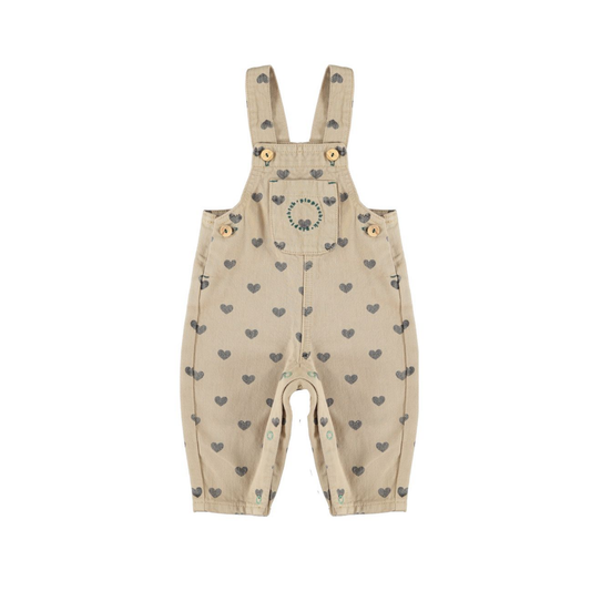 Piupiuchick Beige Black Hearts Dungarees
