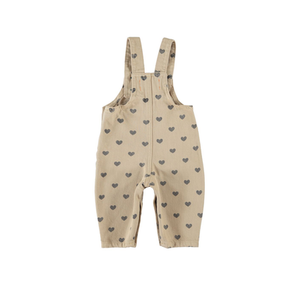 Piupiuchick Beige Black Hearts Dungarees