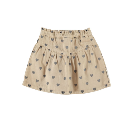 Piupiuchick Beige Black Hearts Skirt
