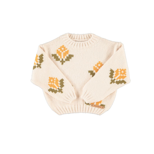 Piupiuchick Ecru Jacquard Flowers Sweater