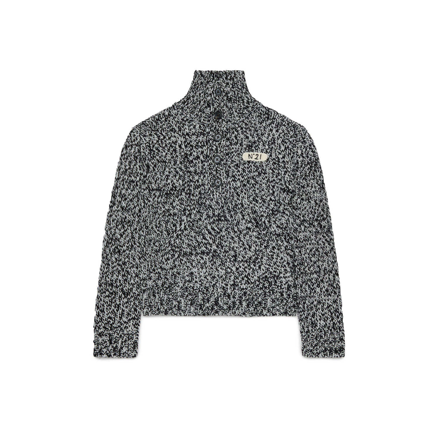 N°21 Black Speckled Funnel Neck Sweater