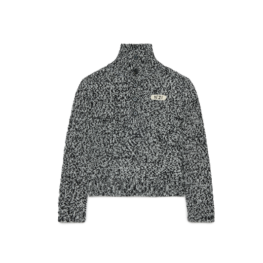 N°21 Black Speckled Funnel Neck Sweater