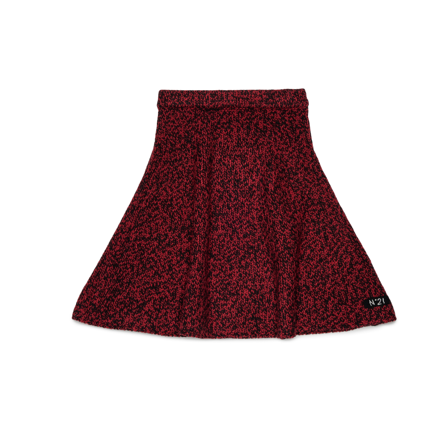 N°21 Red Flair Speckled Knit Flair Skirt