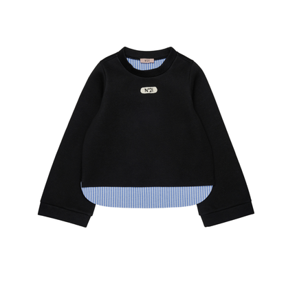 N°21 Black Neoprene Stripe Sweatshirt