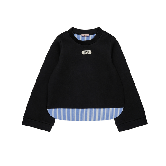 N°21 Black Neoprene Stripe Sweatshirt