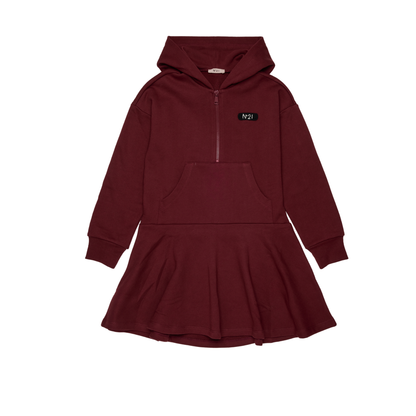N°21 Maroon Half Zip Long Sleeve Hooded Dress