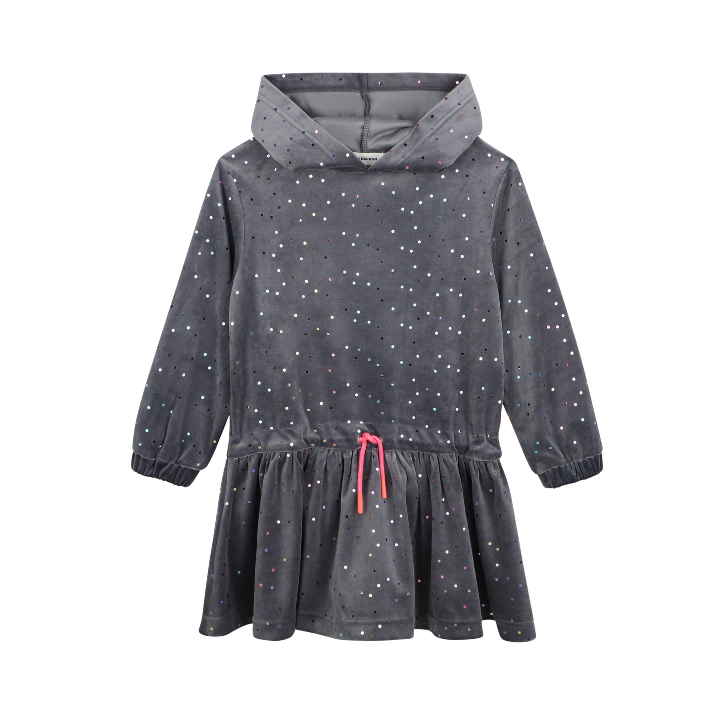 Billieblush Charcoal Grey Embellished Velvet Hooded Dress
