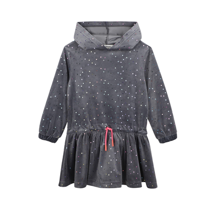 Billieblush Charcoal Grey Embellished Velvet Hooded Dress