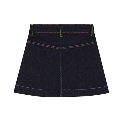 Billieblush Raw Denim Heart Embroidered Denim Skirt