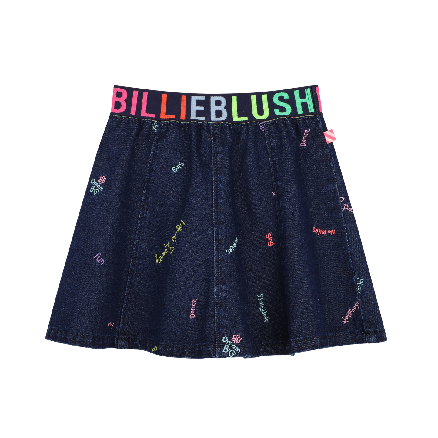Billieblush Denim Blue Embroidered Multicolor Skirt