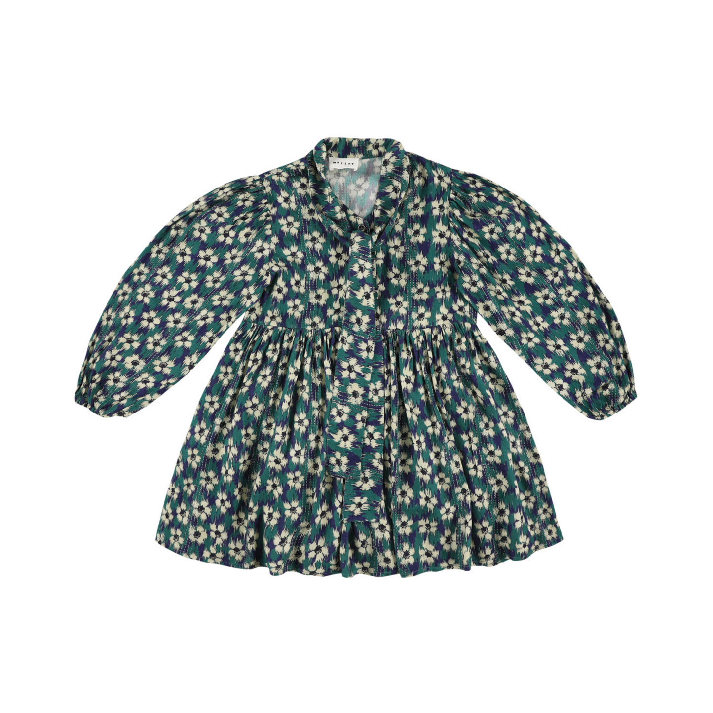 Morley Navy Zas Bow Flower Teunis Long Sleeve Dress