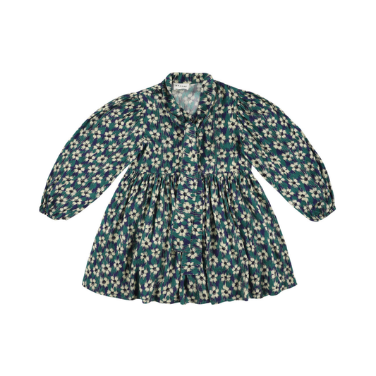 Morley Navy Zas Bow Flower Teunis Long Sleeve Dress