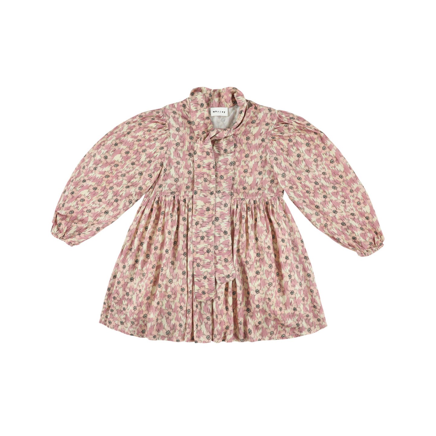 Morley Lilac Zas Bow Flower Teunis Long Sleeve Dress