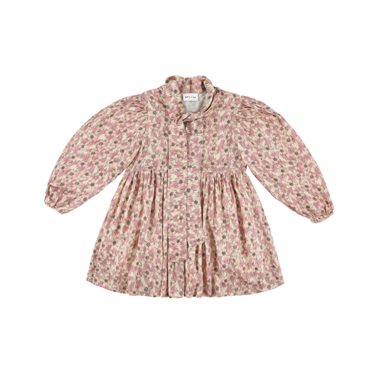 Morley Lilac Zas Bow Flower Teunis Long Sleeve Dress