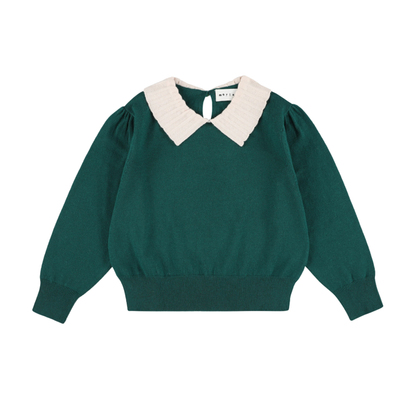Morley Dark Adventurine Zamora Collar Merino Long Sleeve Sweater