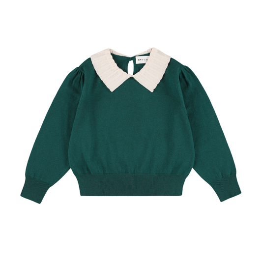 Morley Dark Adventurine Zamora Collar Merino Long Sleeve Sweater