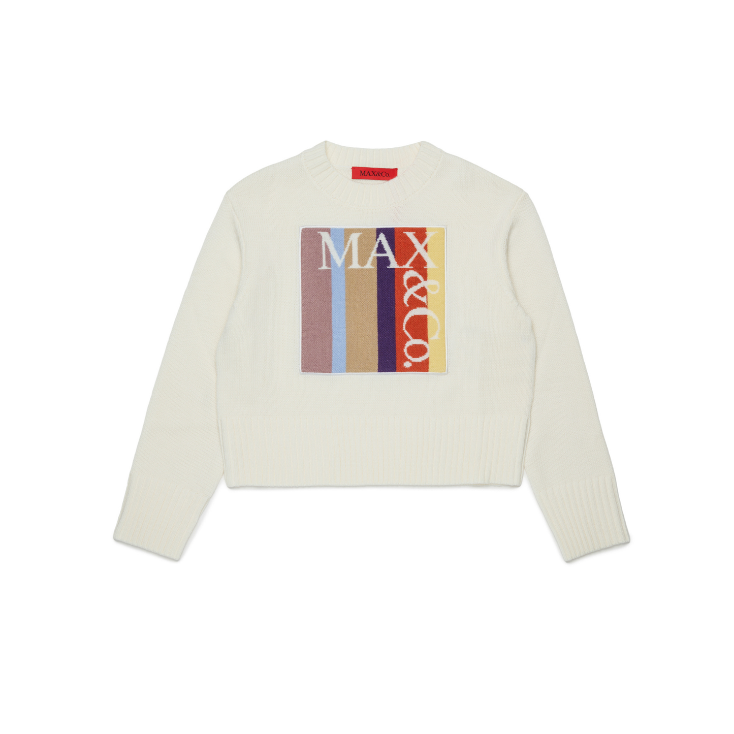 Max & Co Ivory Logo Multi Square Knit Sweater