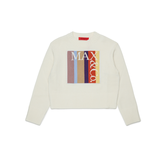 Max & Co Ivory Logo Multi Square Knit Sweater