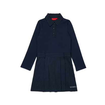 Max & Co Navy Stripe Long Sleeve Dress